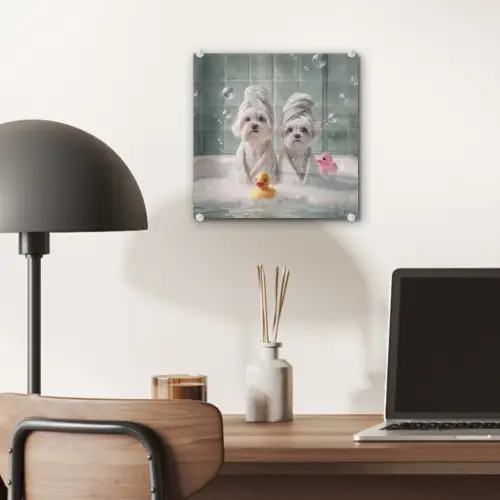 Hondjes - Badkuip - Badeendjes - Handdoeken plexiglas 5mm klein -sfeer6