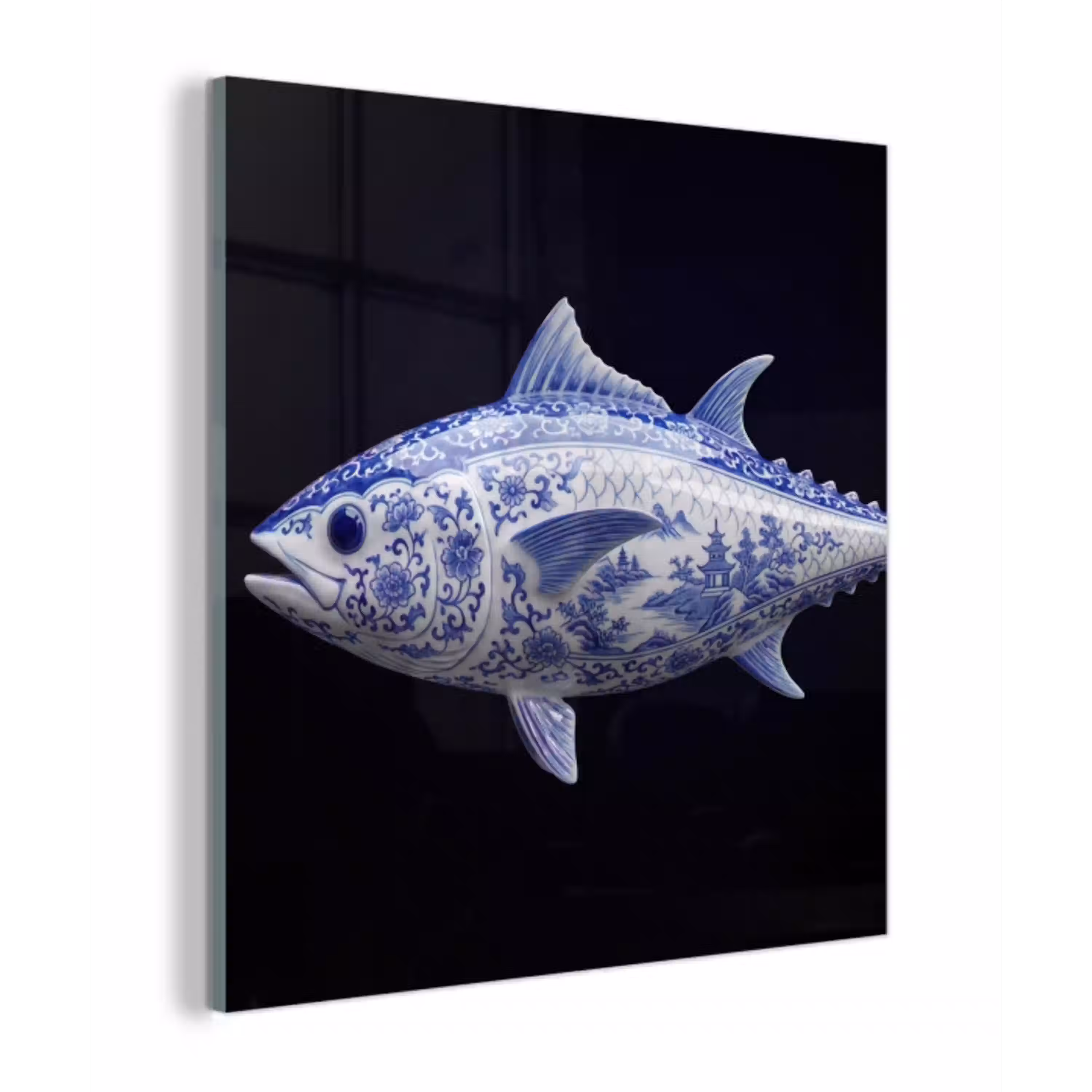 Porselein - Tonijn - Delfts - Blauw plexiglas 5mm klein -z3d