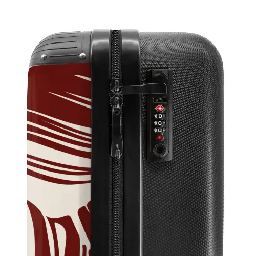 Grote bladeren in rood met beige NBS - Handbagage koffer - Unisex middel -slot