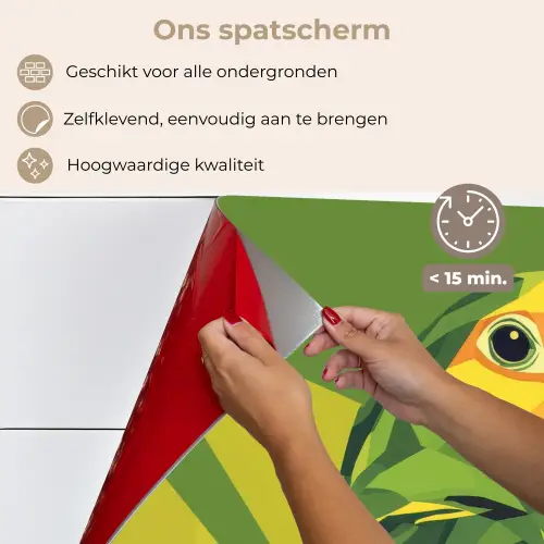 Papegaai - Groen - Snavel - Abstract keuken achterwand spatscherm klein -spatscherm_NL