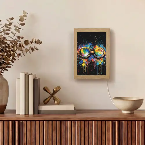 Graffiti - Sport - Zwemmen - Zwembril Light Box met kabel (Tafellamp) klein -sfeer2