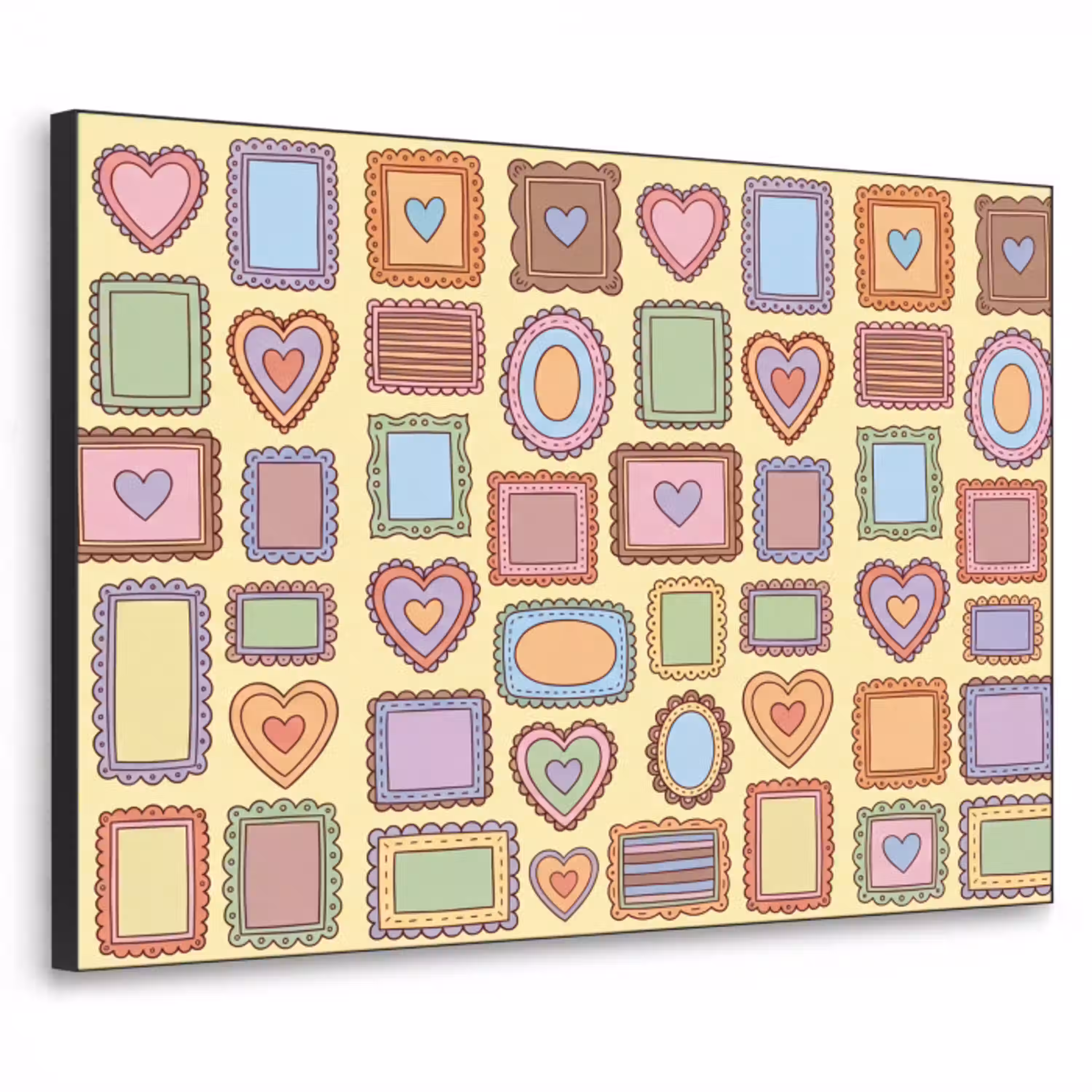 Lijst - Patroon - Hart - Speels - Kleurrijk Textielframe zwart klein -3d
