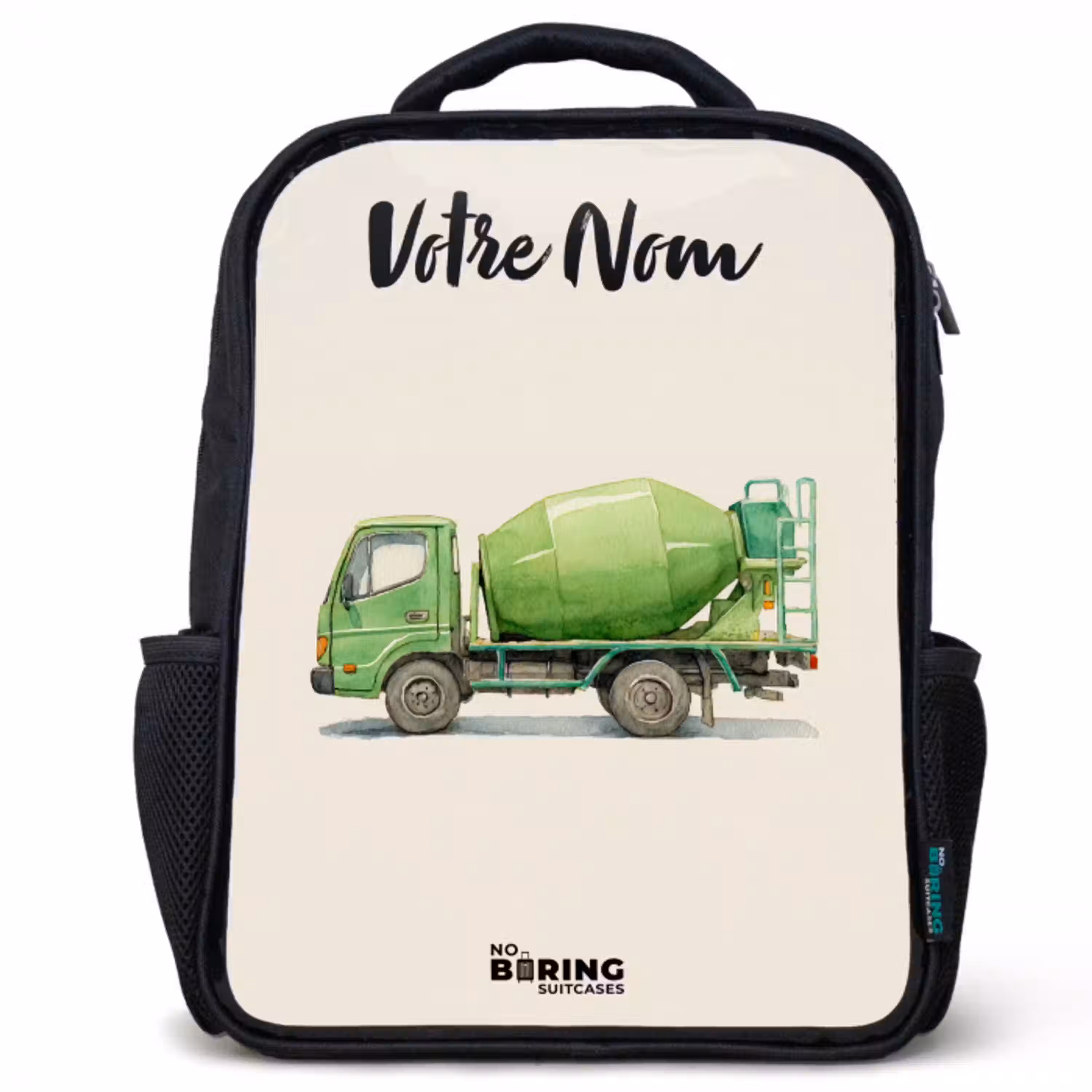 Betonmixer - Getekend - Groen Rugzak - Zwart middel -3d