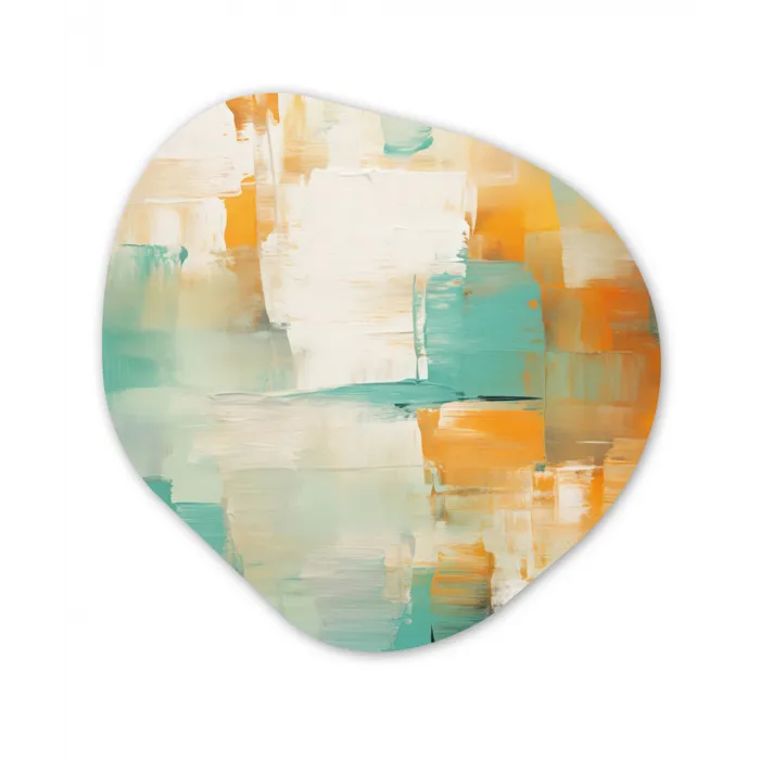 Kunst - Abstract - Blauw - Wit Wandcirkel Organisch Forex 3mm klein -3d