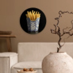 Friet - Porselein - Delfts blauw - Eten Wandcirkel plexiglas klein -sfeer1
