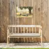 Houten bankje - Bloempotten - Landschap Tuinposter op houten frame 2 cm dik klein -sfeer4