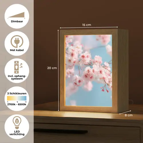 Takken - Bloesems - Roze Light Box met kabel (Tafellamp) klein -USP_NL