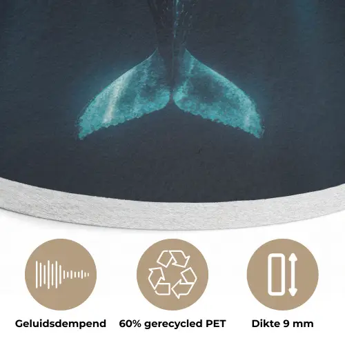 Walvis - Water - Zonnestralen - Blauw Akoestische PET Vilt - Rond klein -closeup_NL