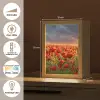 Zonsondergang - Klaprozen - Rood - Bloemen - Veld - Natuur Light Box met kabel (Tafellamp) klein -USP_FR