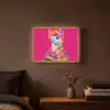 Lama - Kimono - Bloemenkrans - Felroze Light Box met batterij (Wandlamp) middel -sfeer4
