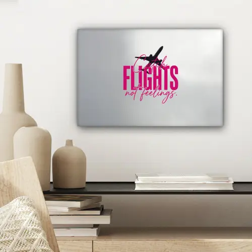 Catch flights not feelings - Vliegtuig - Roze canvas 2cm klein -sfeer6