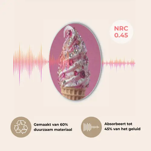 Softijs - Edelstenen - Roze - Hoorntje Akoestische PET Vilt - Rond klein -USP_NL