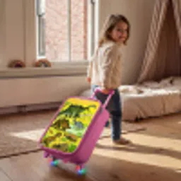 Dinosaurus in Dinosaurusland Kinderkoffer - Roze klein -sfeer1