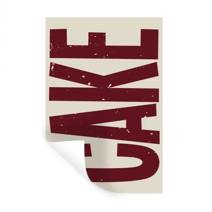 Red - Cake - Decoratie - Eten Muursticker klein -3d