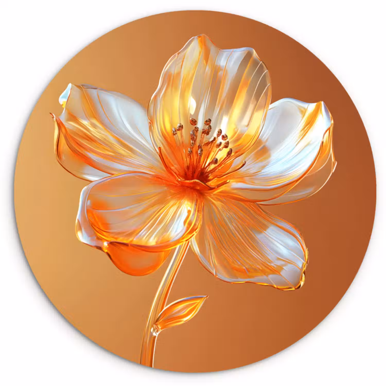 Muurcirkel - Glazen - Bloem - Oranje