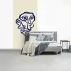Lijntekening - Overlappende gezichten - Donkerblauw fotobehang vinyl groot -slaapkamer