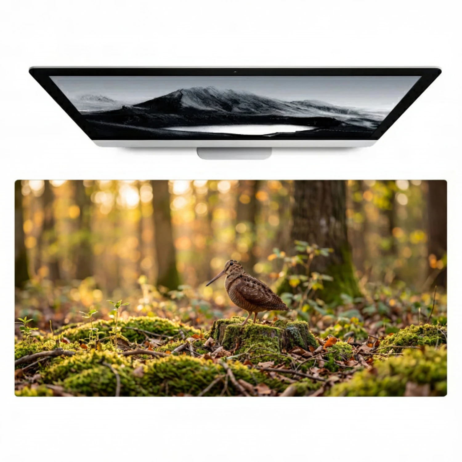 Houtsnip - Bos - Bladeren - Herfst - Gecamoufleerd Muismat XXL klein -zzz3d