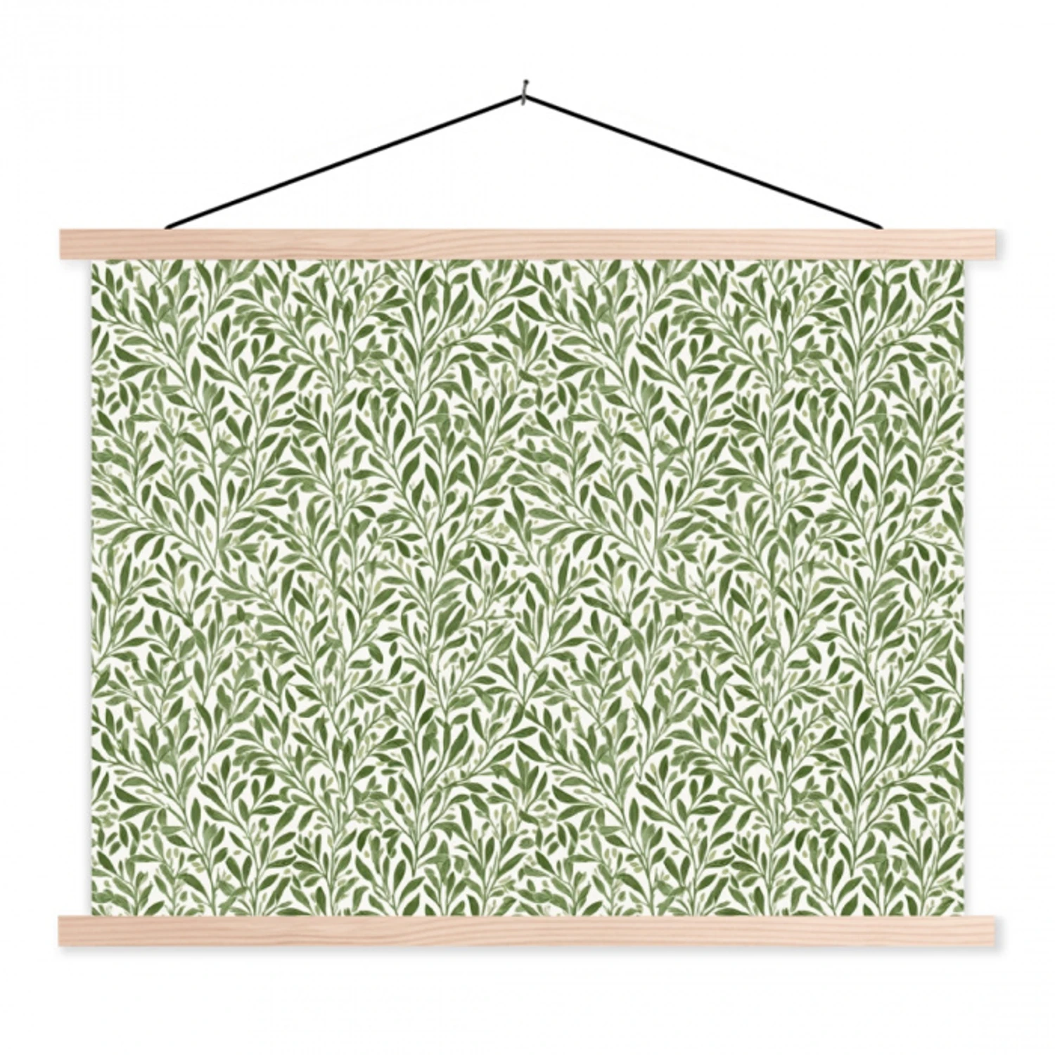 Botanisch - Takken - Groen textielposter latten blank klein 122 -3d
