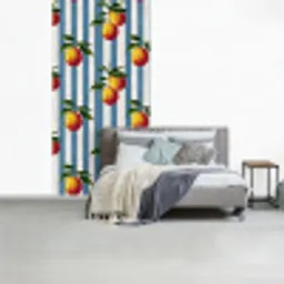 Strepen - Citroen - Blauw fotobehang vinyl groot 64 -slaapkamer
