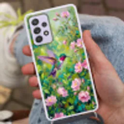 Kolibrie - Bloemen - Natuur - Kleurrijk Hoesje Samsung Galaxy A52 5G met koord klein -sfeer3