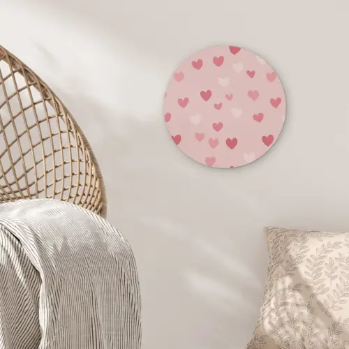 Hartjes - Patroon - Roze - Eenvoudig Akoestische PET Vilt - Rond klein -sfeer4