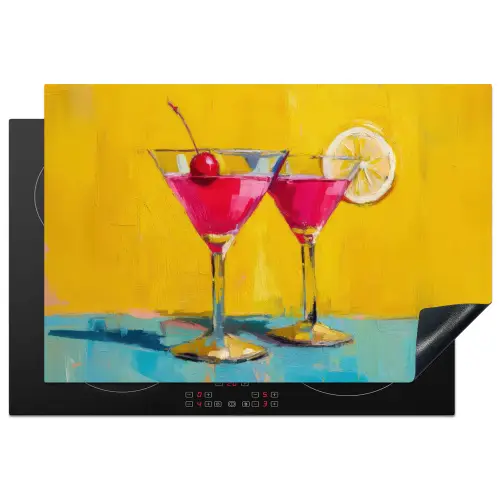 Glazen - Cocktail - Citroen - Kers Inductie beschermer vinyl 3mm klein -3d