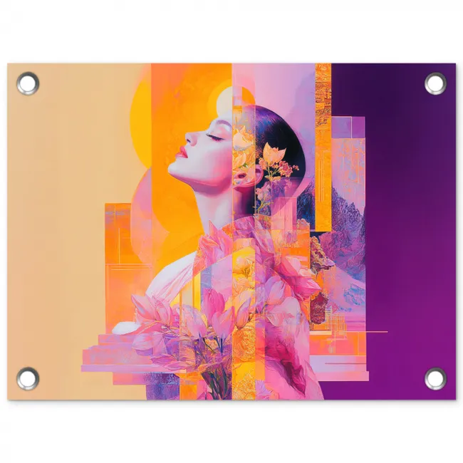 Abstract - Portret - Vrouw - Kleurrijk tuinposter los doek klein -3d