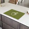 Lijntekening - Appel - Olijfgroen - Blaadje Inductie beschermer vinyl 3mm klein -sfeer8