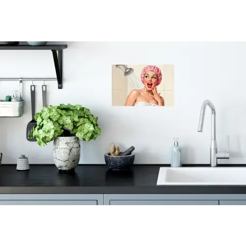 Vrouw - Douche - Roze Muursticker klein -keuken