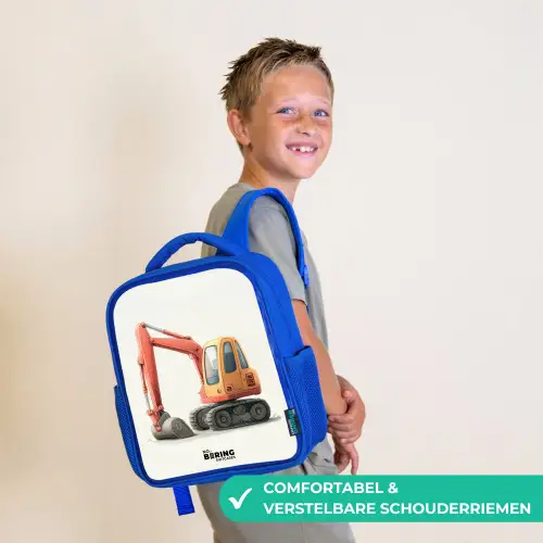 Graafmachine - Getekend - Oranje Kinderrugzak - Blauw middel -sfeer3_NL