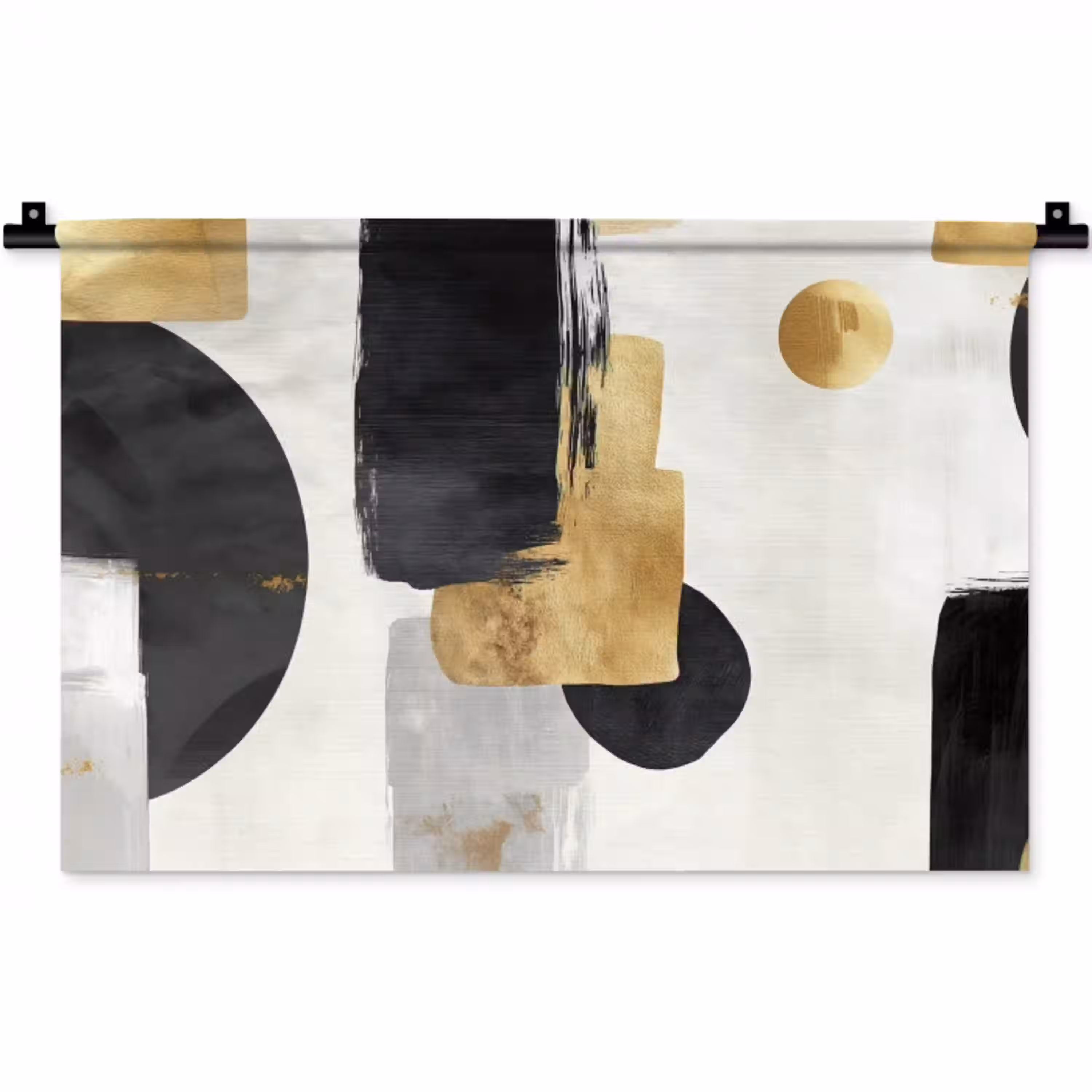 Goud - Rechthoeken - Cirkels - Abstract Wandkleed katoen klein -zz3d