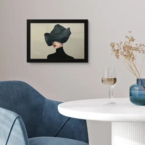 Vrouw - Groen - Hoed fotolijst zwart zonder passe partout klein -sfeer4