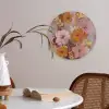 Schilderij - Bloemen - Rustiek - Roze Akoestische PET Vilt - Rond klein -sfeer3