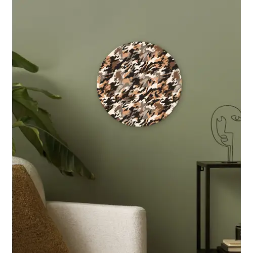 Camouflage - Patroon - Beige - Bruin Wandcirkel plexiglas klein 852 -sfeer3