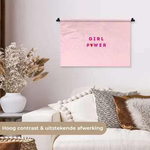 Girl power - Roze - Hartje Wandkleed katoen klein -sfeer1