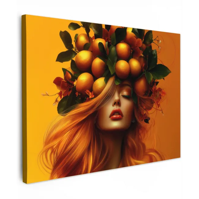Canvas Print - Woman - Lemons - Blossom - Yellow