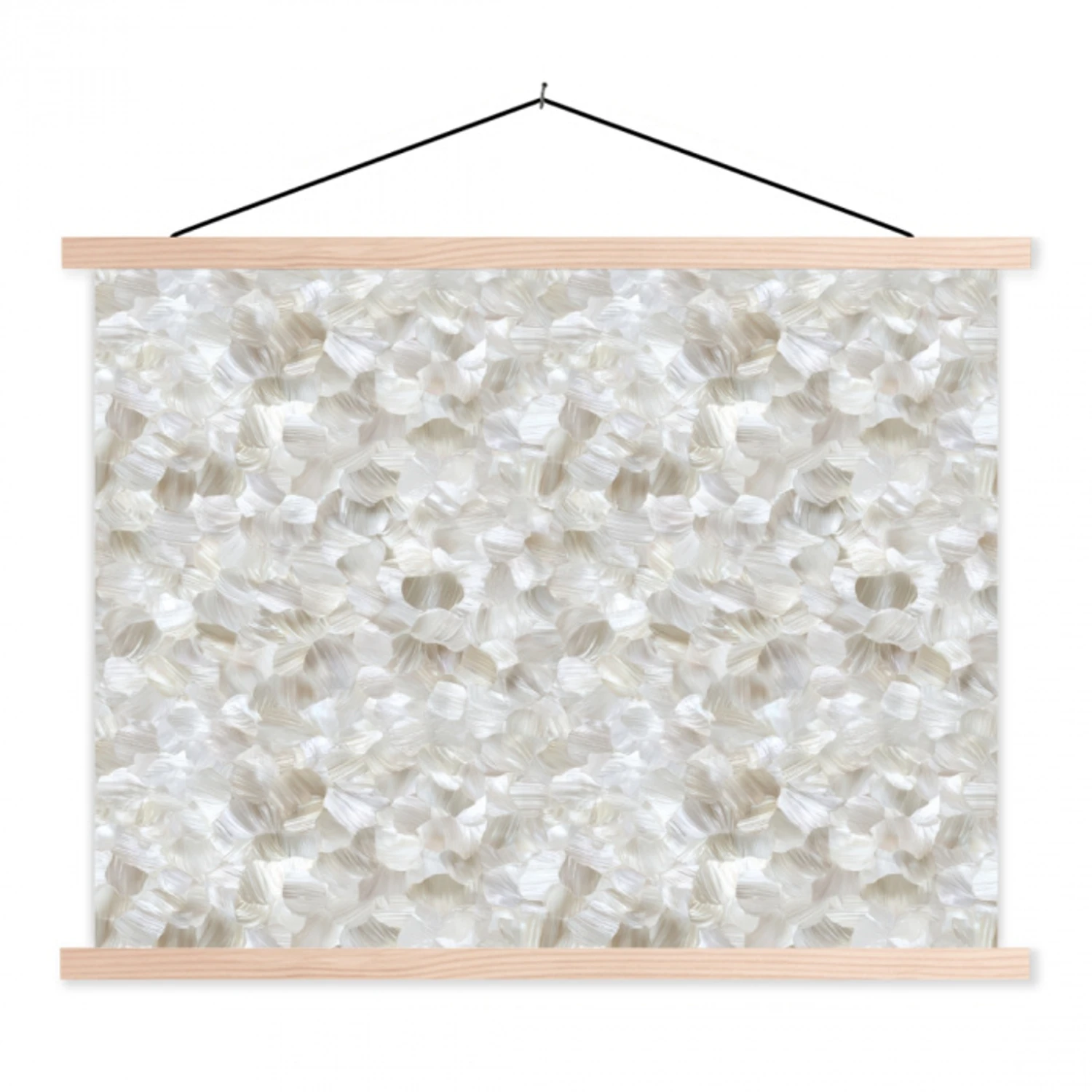 Wit - Penseelstreken - Reliëfeffect textielposter latten blank klein 122 -3d