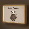 Panda - Blauwe bloemen - Zachtheid Light Box met batterij (Wandlamp kind) middel -z3d_website