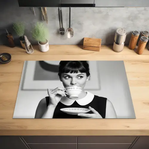 Portret - Thee - Vrouw Inductie beschermer vinyl 3mm klein -sfeer5