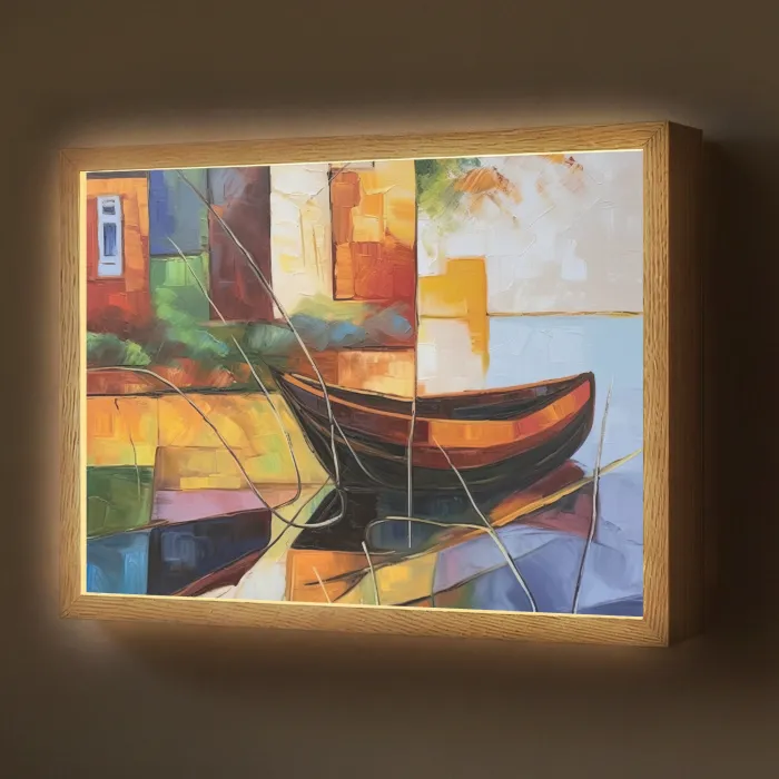 Abstract - Kunst - Boot - Kleuren Light Box met batterij (Wandlamp) middel -z3d_website