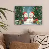 Sneeuwpop - Kerstsneeuw - Groen - Rood canvas 2cm klein -sfeer1