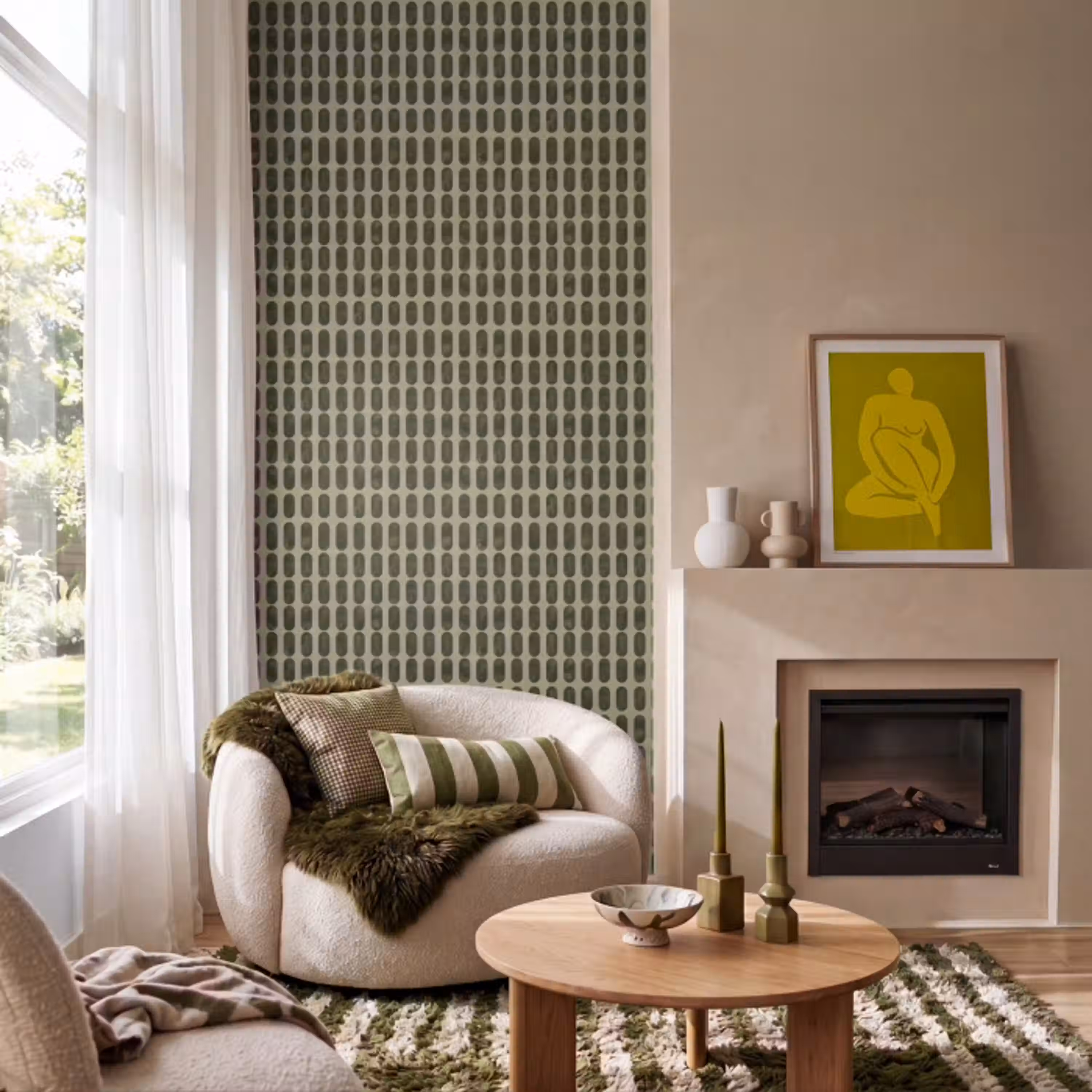 Ritmisch - Effect - Groen Behang Vlies klein 1076 -sfeer2