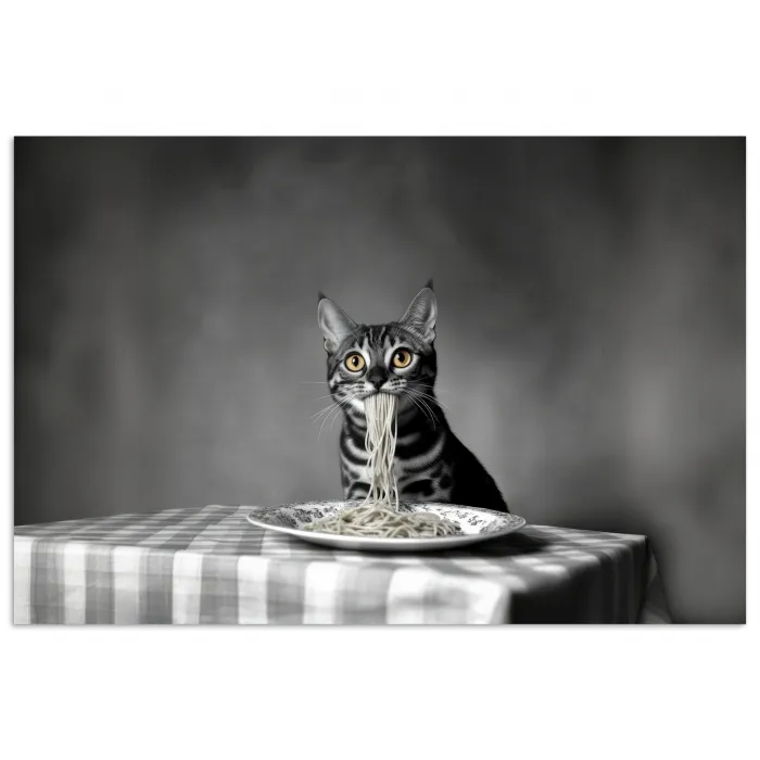 Bengaal - Kat - Tafelkleed - Zwart - Wit - Dier poster papier klein -3d