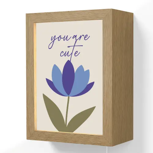 Korenbloem - Valentijn - Bloem - Blauw Light Box met kabel (Wandlamp) klein -3d