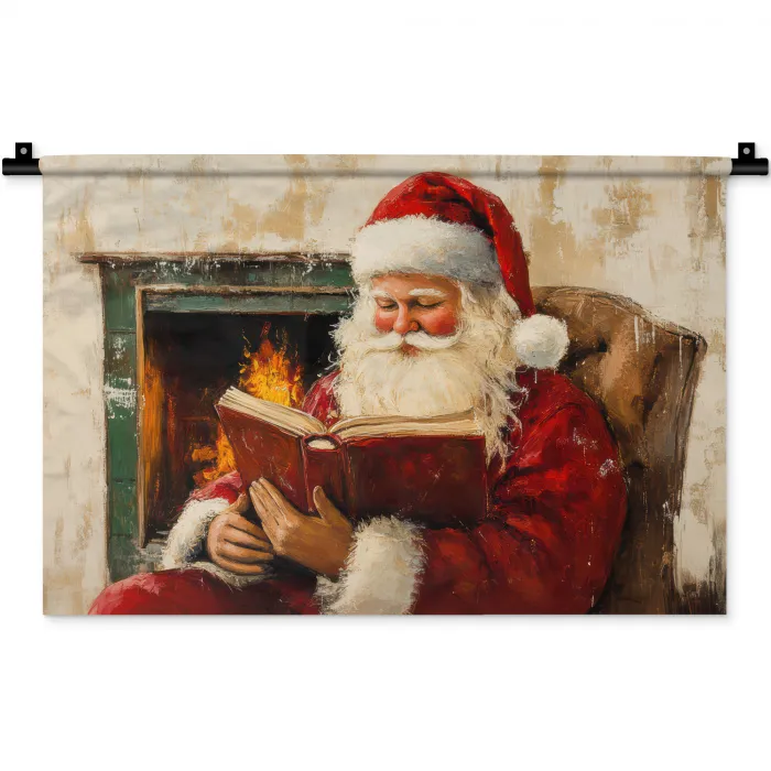 Kerst - Kerstman - Winter - Open Haard Wandkleed katoen klein -zz3d