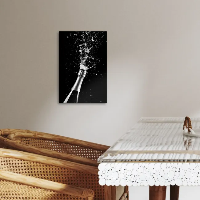 Champagne - Zwart - Spetters - Popping KitchenYeah - Keuken - Canvas klein -sfeer3