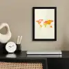Wereldkaart - Oranje - Kleurrijk fotolijst zwart zonder passe partout klein -sfeer1