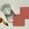 Rood - Beige - Patroon - Lijnen onderzetter kurk middel 366 -sfeer4