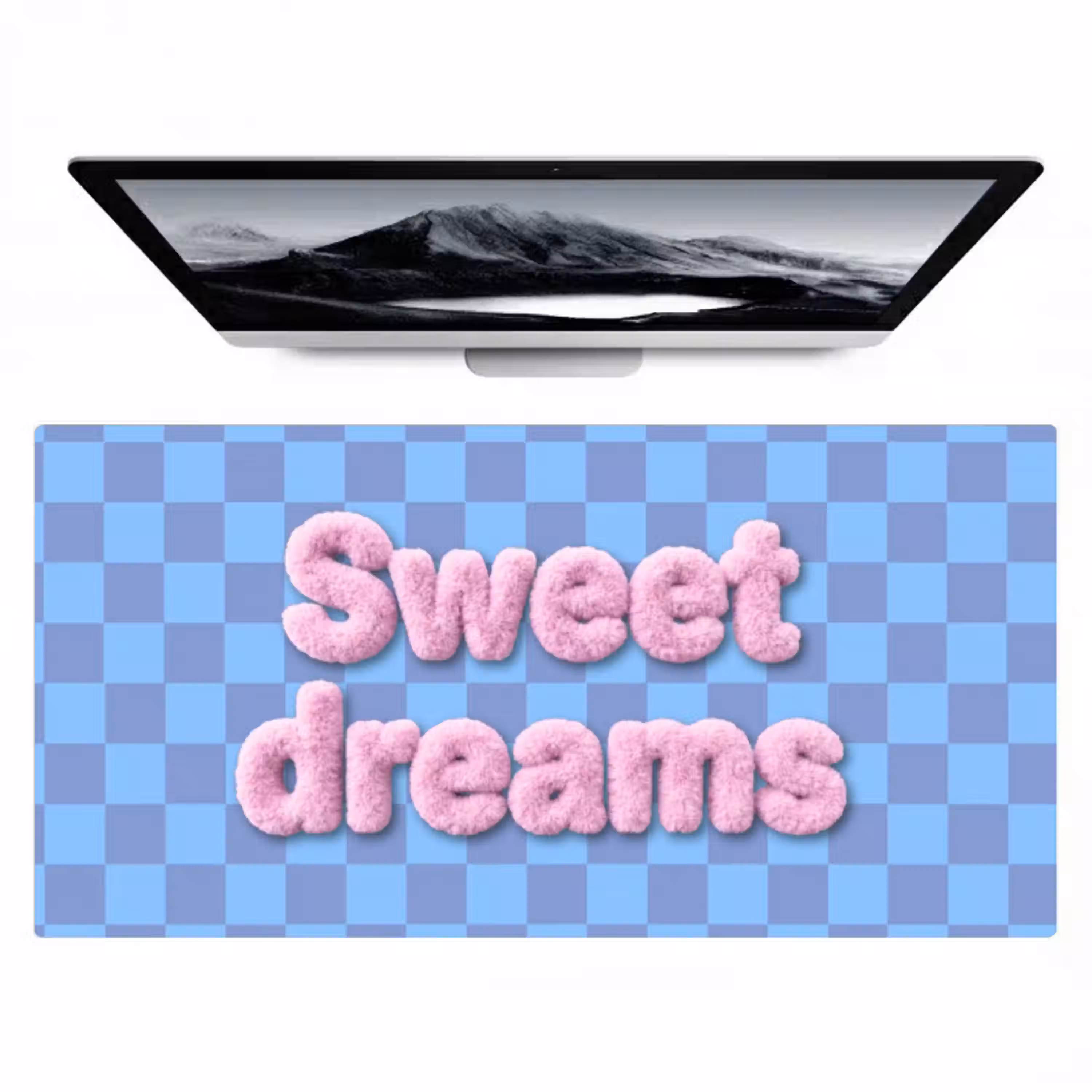 Sweet dreams - Vierkanten - Roze - Blauw Muismat XXL klein -zzz3d