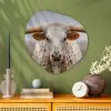 Longhorn - Grasveld - Dier Wandcirkel Organisch Aluminium middel -sfeer2
